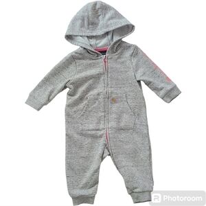 Carhartt Jumpsuit Girl's Long Sleeve Front‎ Zip Fleece Lined One Piece Size 6m